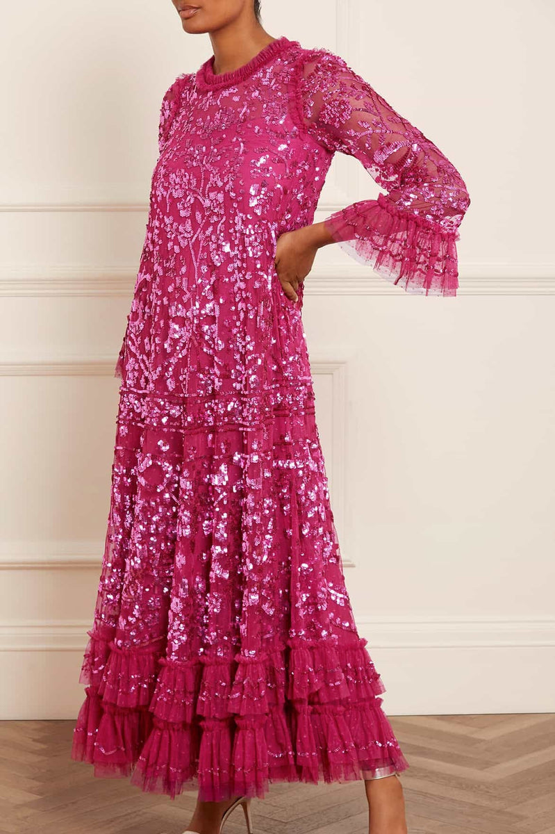 Celia Long Sleeve Ankle Gown Pink Needle And Thread 6540