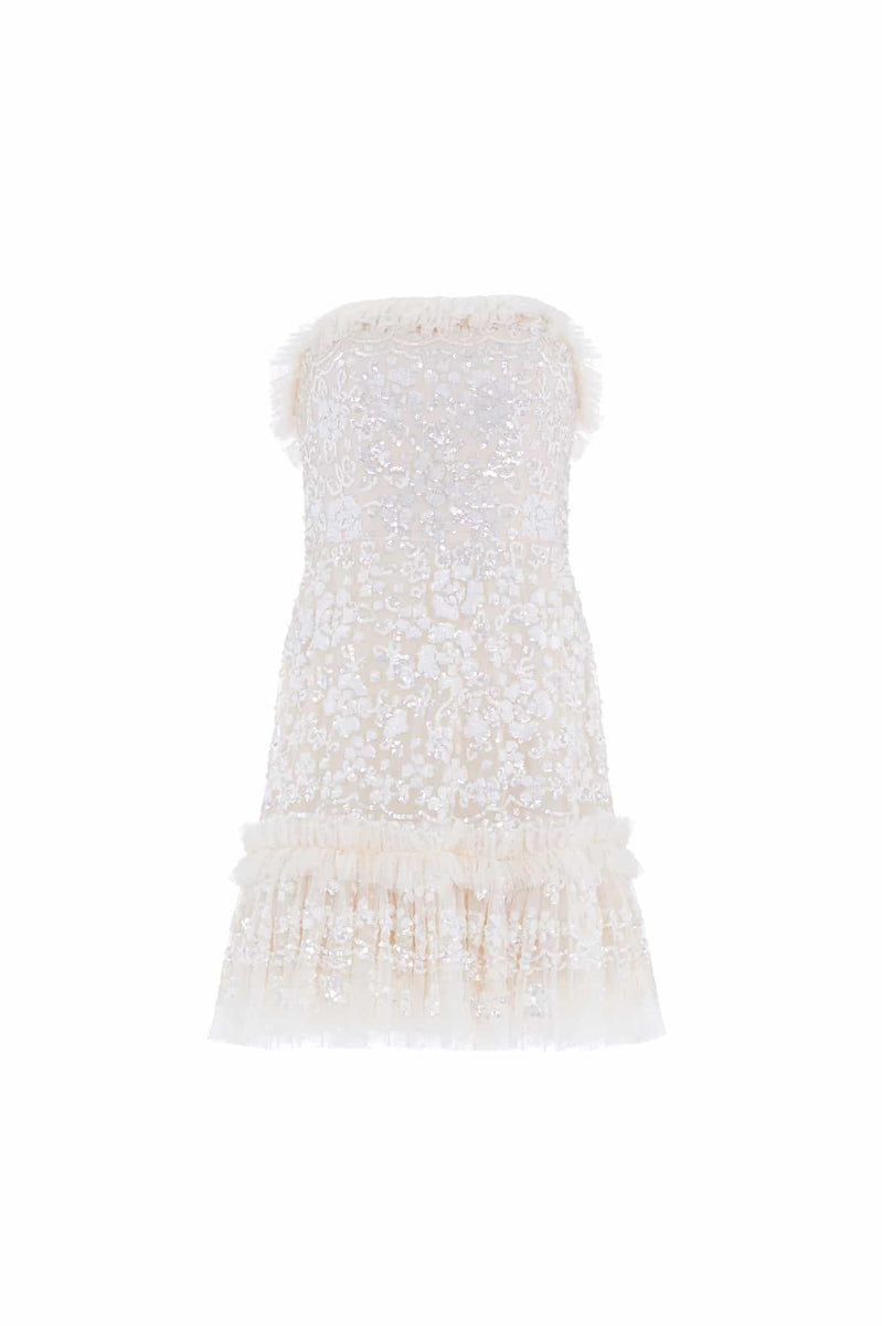 Regal Rose Gloss Strapless Micro Mini Dress – Champagne | Needle & Thread