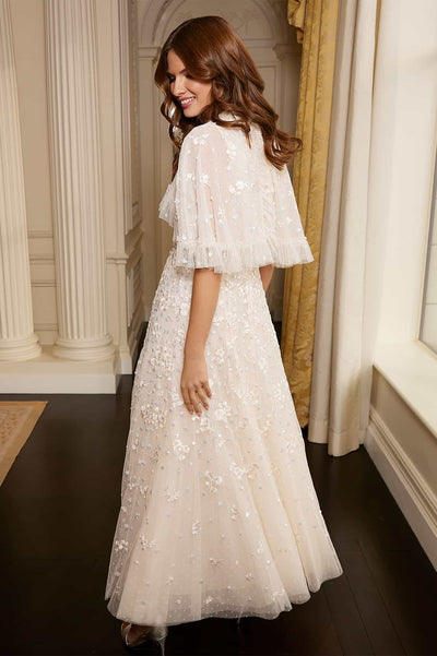 Dahlia Ditsy Short Cape Ankle Gown