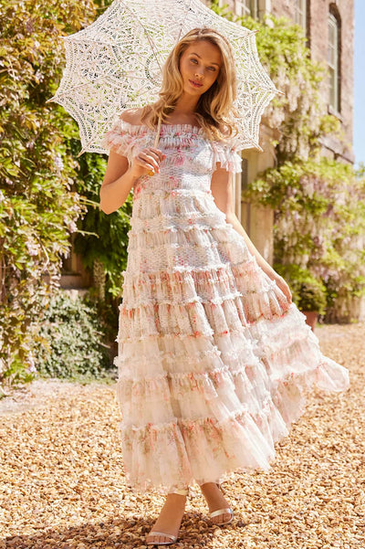 Madame Rose Elodie Off-Shoulder Ankle Gown