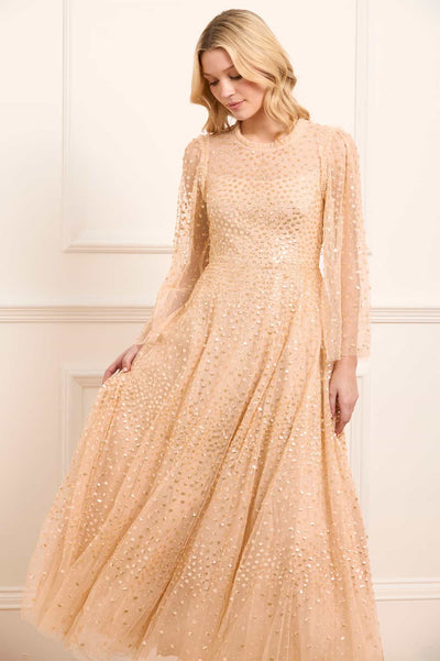 Scatter Dot Round Neck Ankle Gown