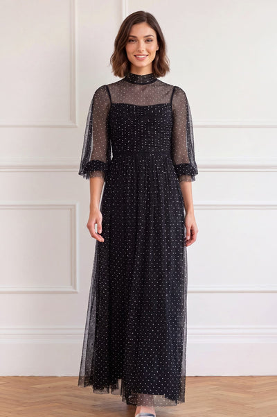 Amaya Shimmer Long Sleeve Gown