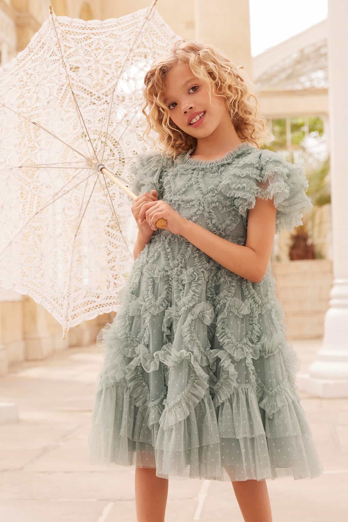 Amorette Kids Dress Green | Needle & Thread Amorette Kids Dress Green | Needle & Thread