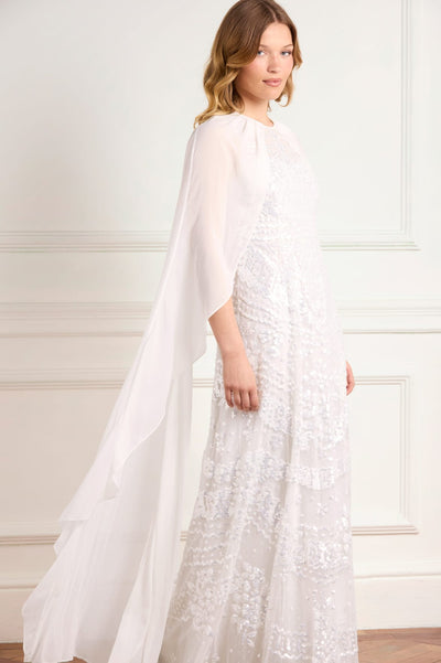 Anais Sequin Cape Gown