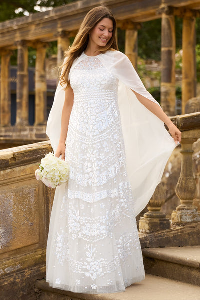Anais Sequin Cape Gown