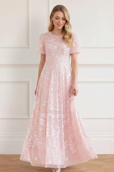 Anais Sequin Short Sleeve Gown