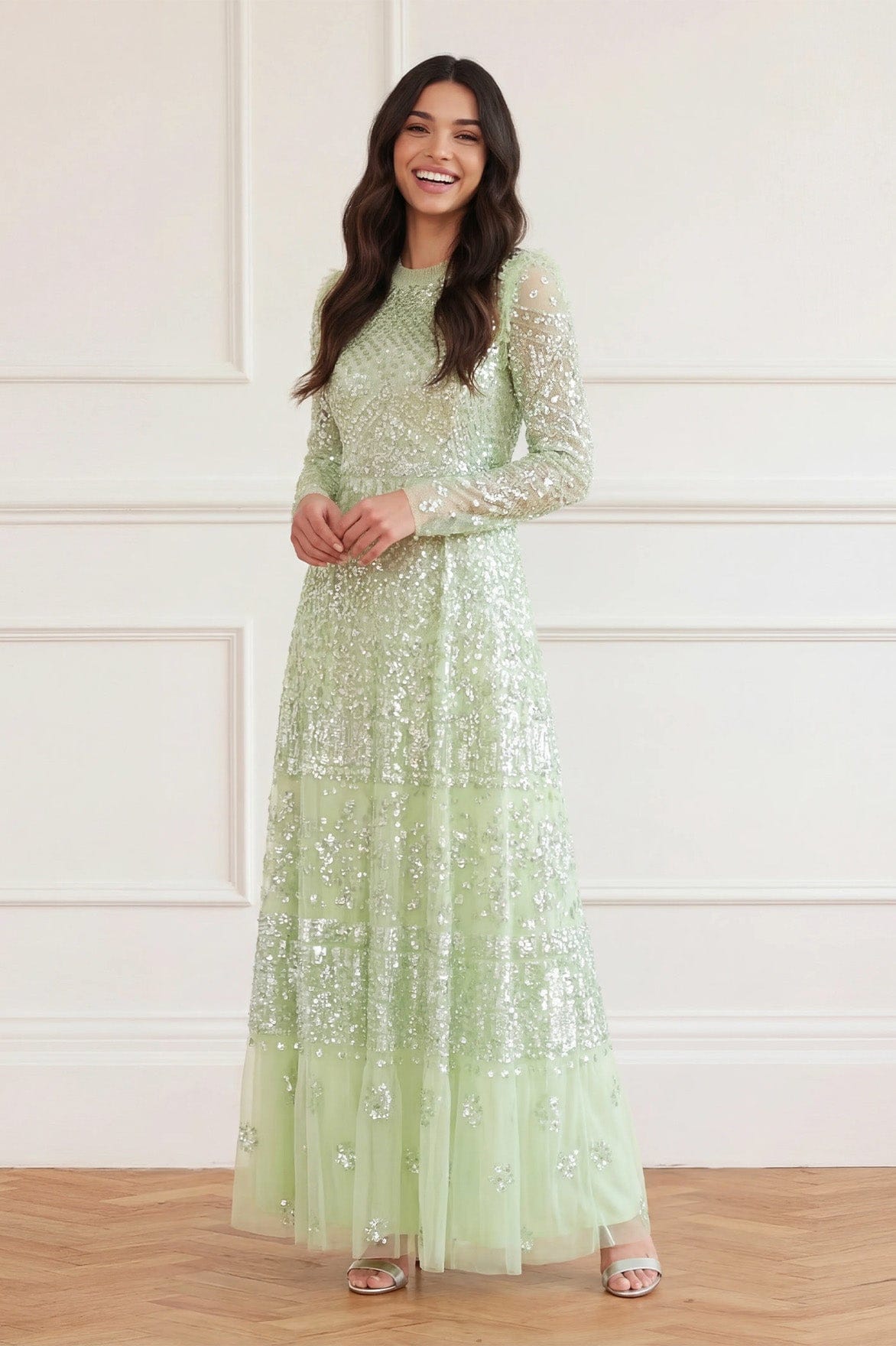 Aurora Gown Green | Needle & Thread Aurora Gown Green | Needle & Thread