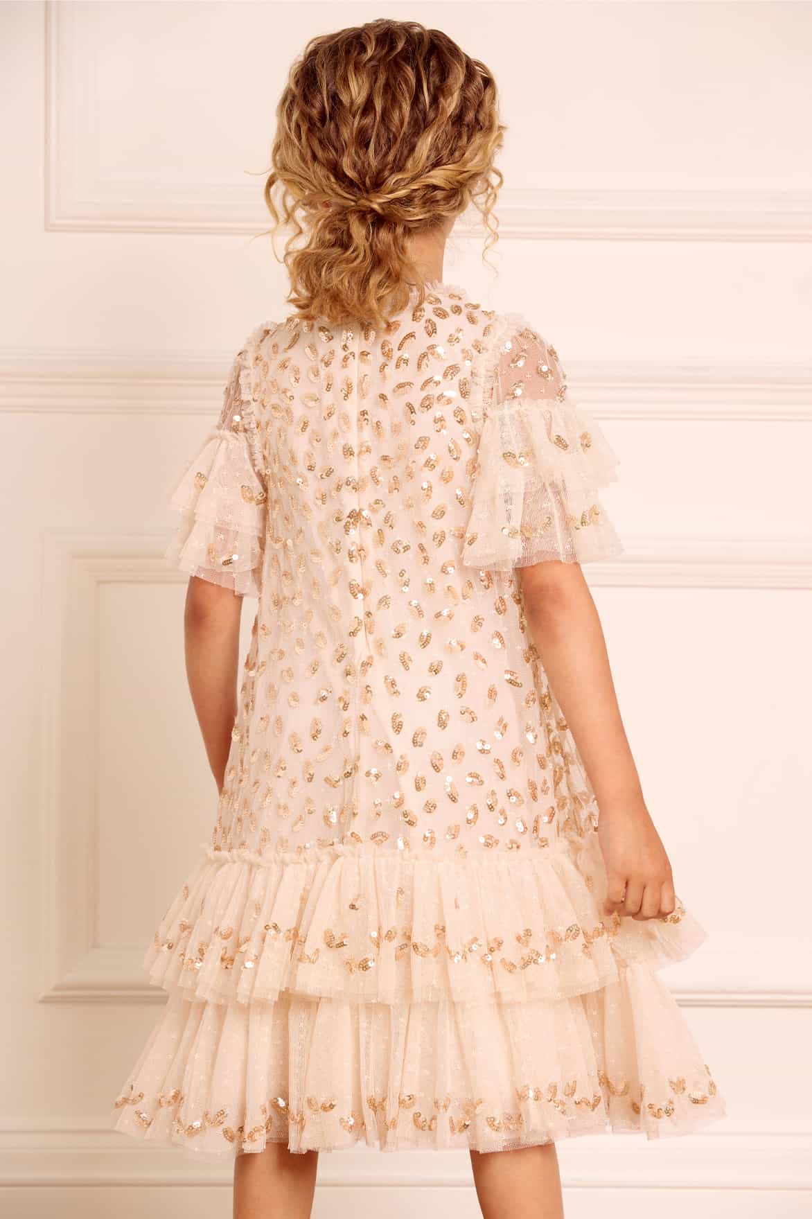 Autumn Leaves Kids Dress – Cream
