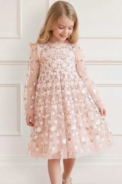 Camellia Ditsy Long Sleeve Kids Dress