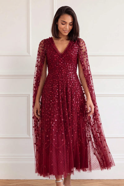 Clover Cape Sleeve Ankle Gown