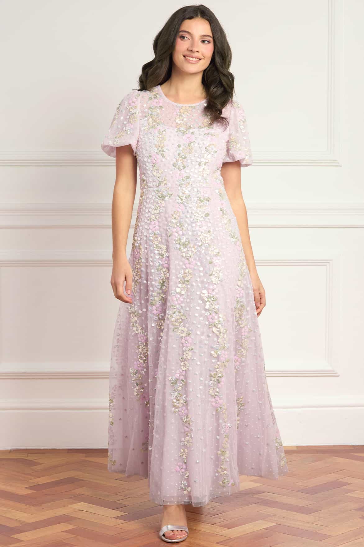 Confetti Round Neck Ankle Gown Purple | Needle & Thread Confetti Round Neck Ankle Gown Purple | Needle & Thread