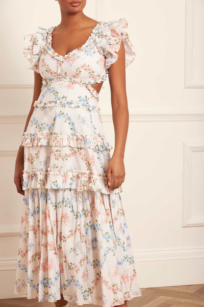 Dancing Daisies Cotton Backless Ankle Gown