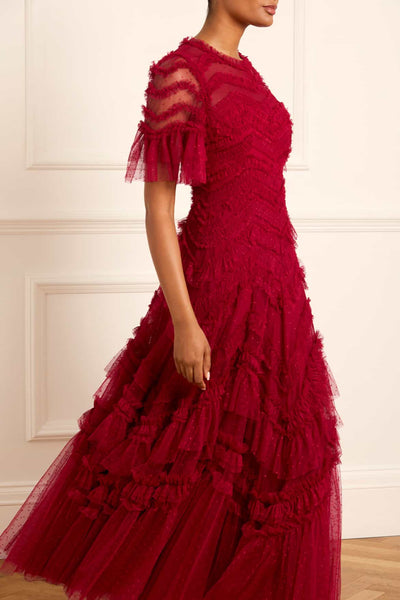 Elia Short Sleeve Gown – Red