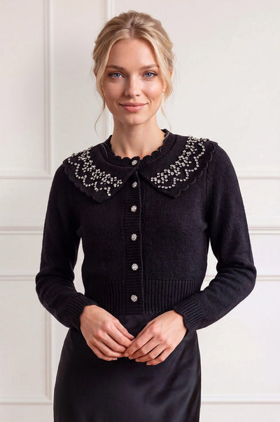 Embellished Cape Collar Cardigan