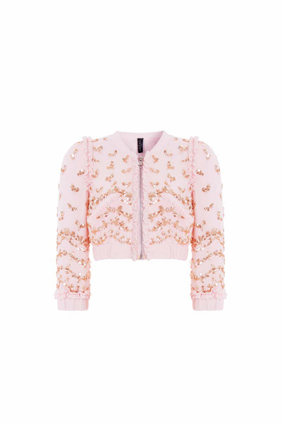 Emily Lace Georgette Bomber Jacket