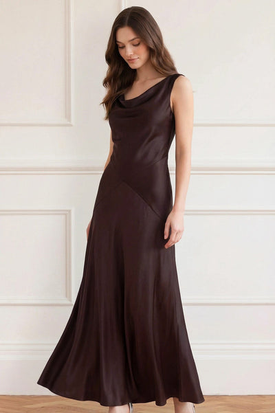 Evangeline Satin Cowl Neck Gown