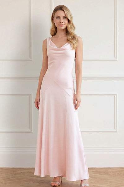 Evangeline Satin Cowl Neck Gown