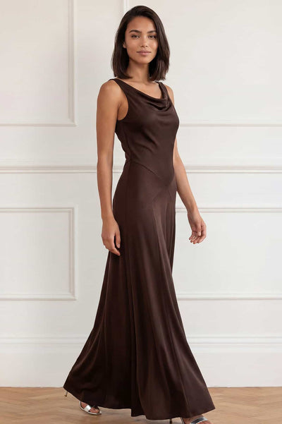 Evangeline Satin Cowl Neck Gown
