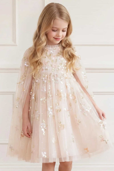 Freesia Shimmer Cape Kids Dress