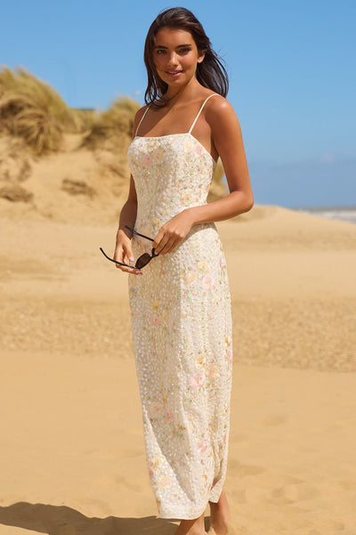 Garden Rose Dot Cami Ankle Gown