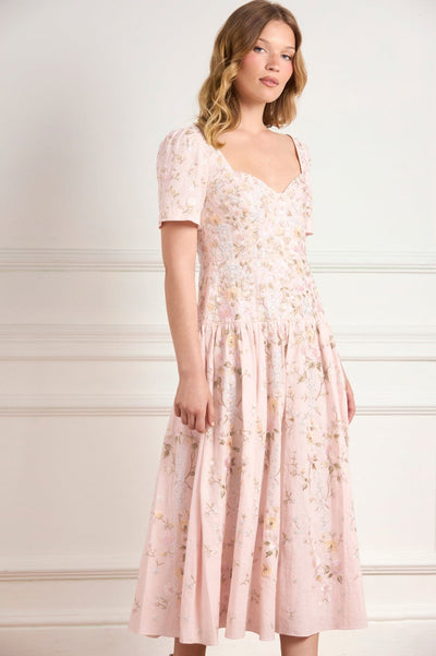 Garden Rose Linen Blend Ballerina Dress