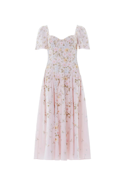 Garden Rose Linen Blend Ballerina Dress