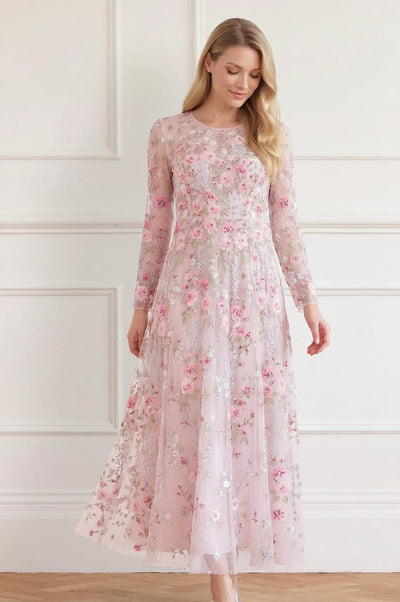 Garden Rose Long Sleeve Ankle Gown