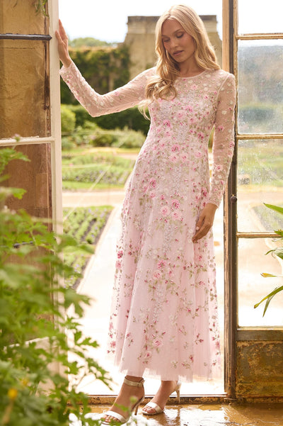 Garden Rose Long Sleeve Ankle Gown