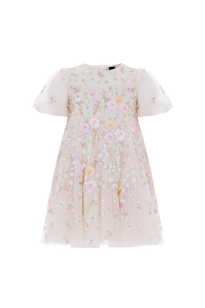 Garden Rose Puff Sleeve Kids Dress