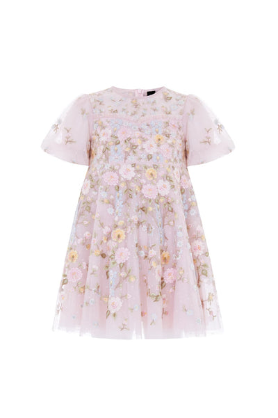 Garden Rose Puff Sleeve Kids Dress