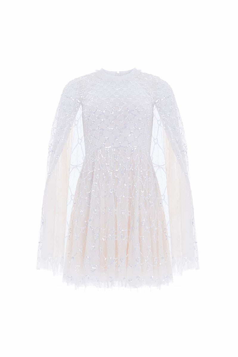 Heart Lattice Micro Mini Dress – Cream | Needle & Thread