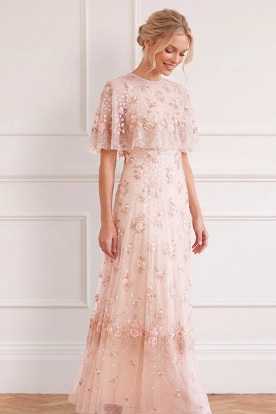 Henrietta Scallop Cape Ankle Gown