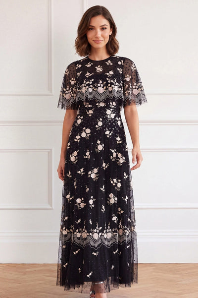 Henrietta Scallop Cape Ankle Gown