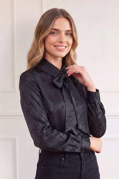 Jacquard Pussy Bow Shirt
