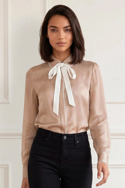 Lace Trim Bow Shirt