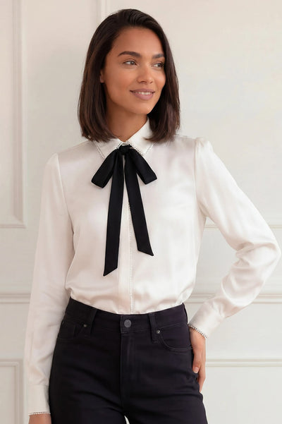 Lace Trim Bow Shirt