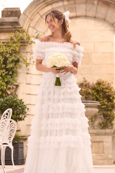 Lisette Ruffle Off-Shoulder Gown
