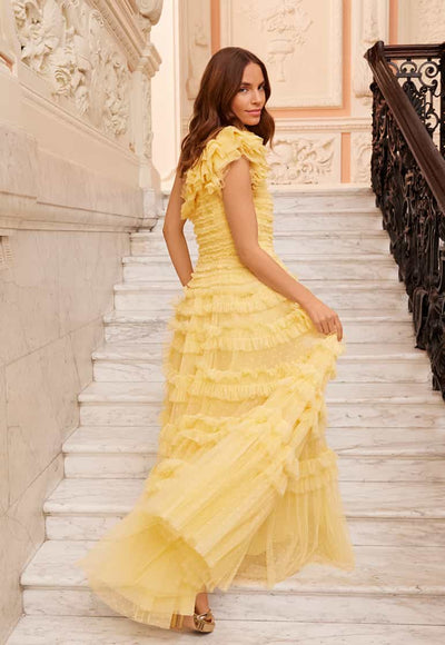 Lisette Ruffle One-Shoulder Gown