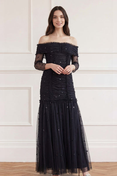 Love Heart Rouched Off-Shoulder Gown