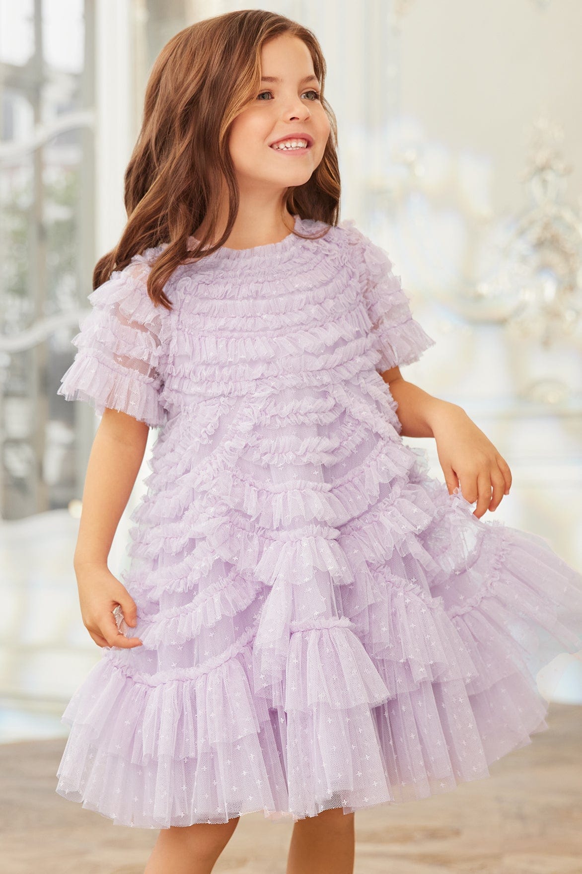Marilla Ruffle Kids Dress Purple | Needle & Thread Marilla Ruffle Kids Dress Purple | Needle & Thread