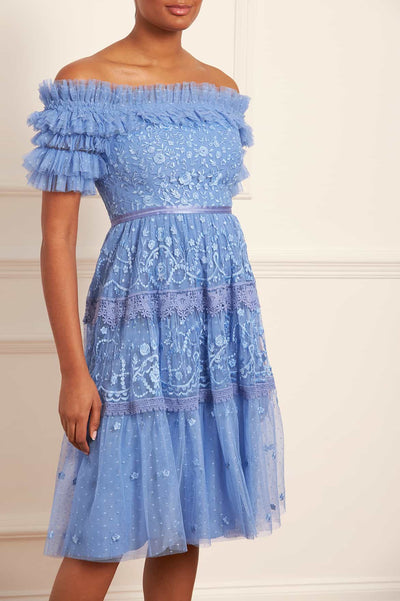 Midsummer Lace Off-Shoulder Midi Dress