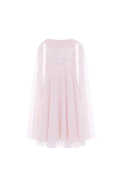 Moonlight Sequin Draped Cape Kids Gown