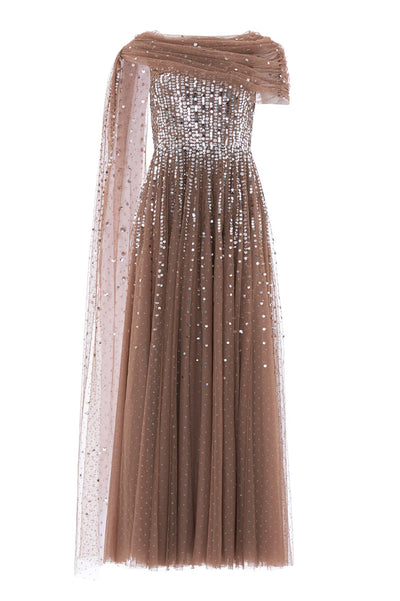 Moonlight Sequin Draped Gown