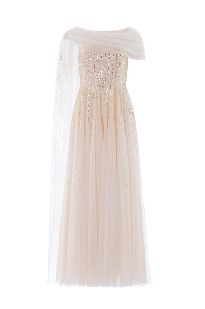 Moonlight Sequin Draped Gown