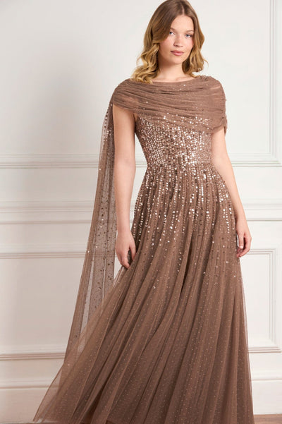 Moonlight Sequin Draped Gown