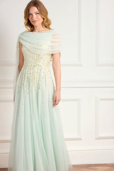 Moonlight Sequin Draped Gown
