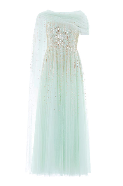 Moonlight Sequin Draped Gown
