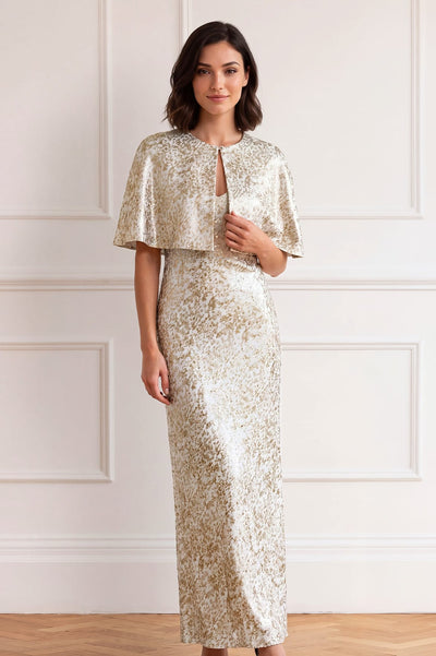 Nola Lurex Velvet Cami Cape Gown