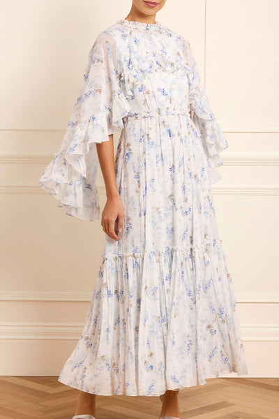 Ophelia Ditsy Harper Chiffon Cape Ankle Gown