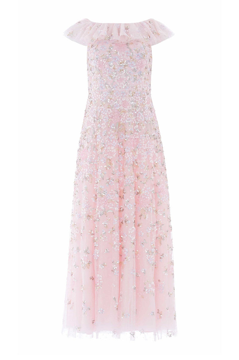 Peony Bouquet Sequin Ankle Gown – Pink | Needle & Thread